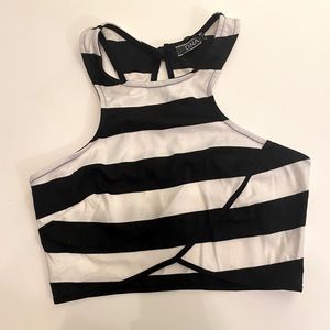 StyleExchange black and white stripe crop top